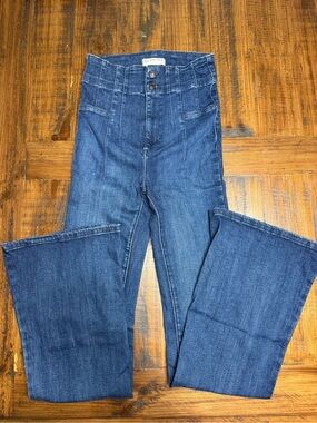 J. Crew Dark Blue High-Rise Flare Jeans